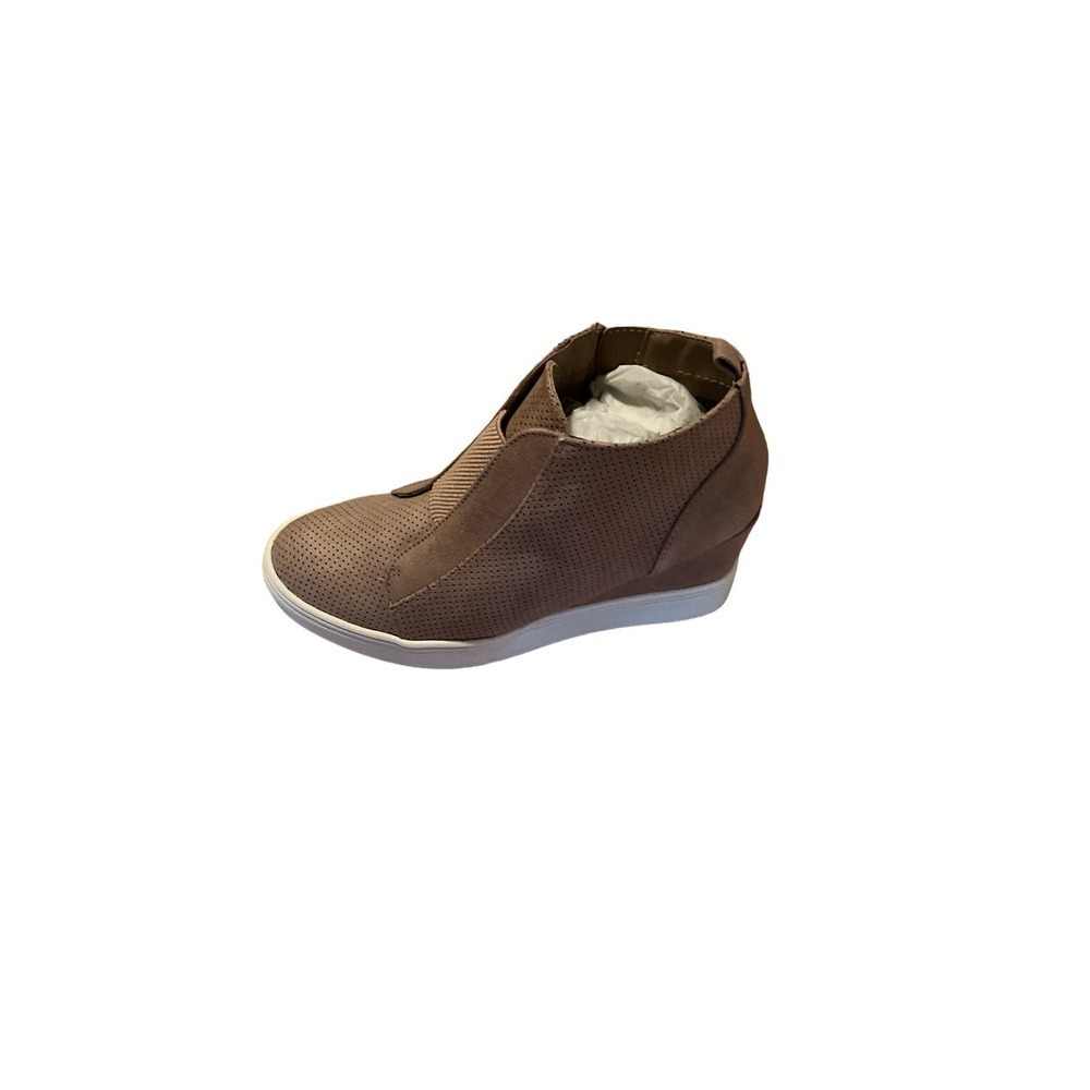 Mia Christie Wedge Brown Leather Round Toe Flat Heel Ankle Zip Booties Size US 7